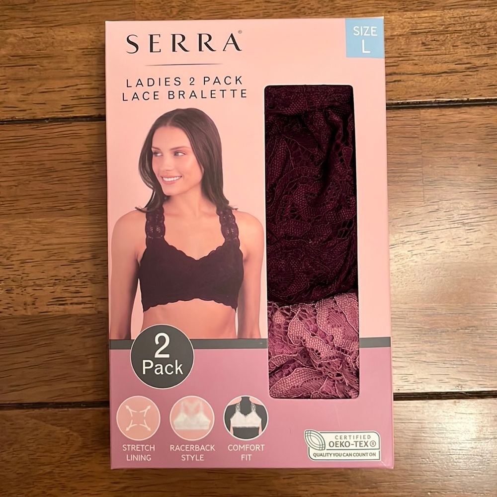 Serra Ladies 2 Pack Lace Bralette